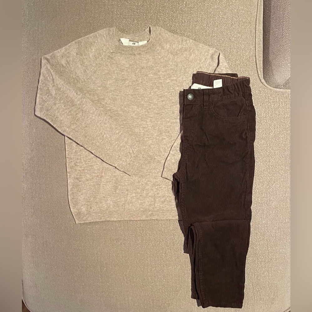 H&M BOYS CASHMERE SWEATER & CORDUROY PANTS SET